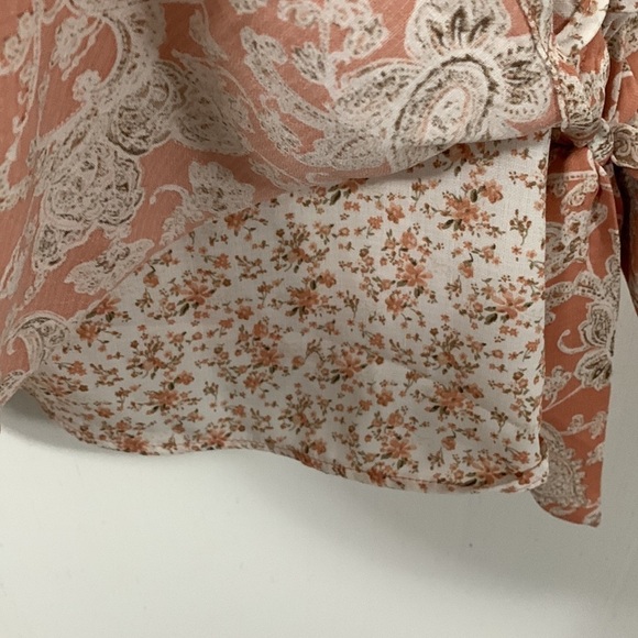 Paper Crane wrap look spaghetti strap summer top two cute fabrics Sz See* NWT - Picture 7 of 7